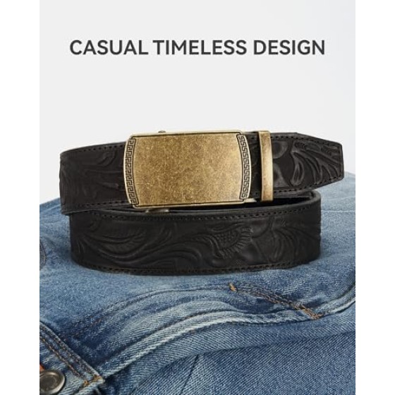 CHAOREN Mens Belt Leather Ratchet Belt - Customizable Fit, Effortless Style (35mm)